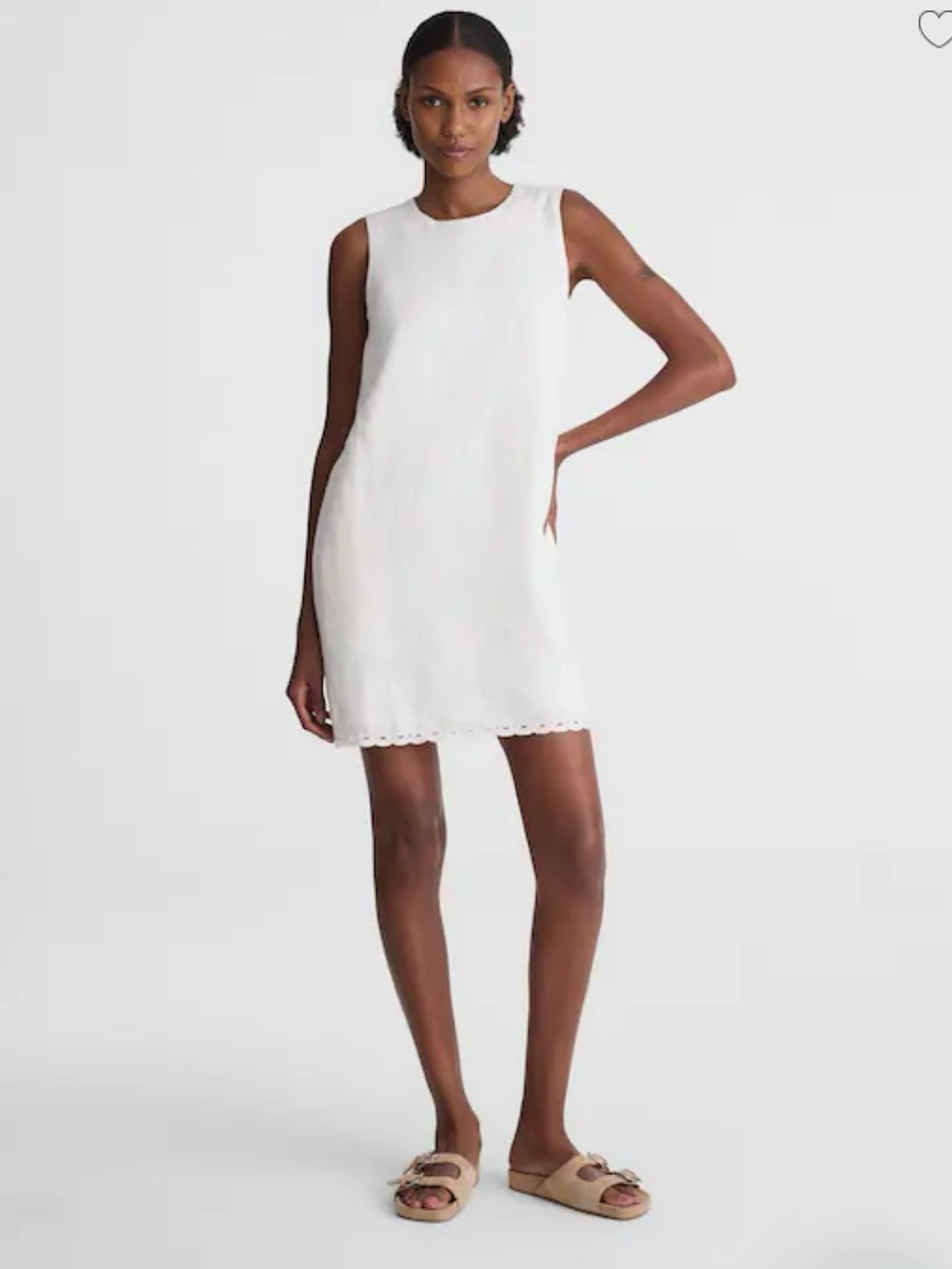 Madewell White Mini Shift Dress In 100% Linen (Sm)